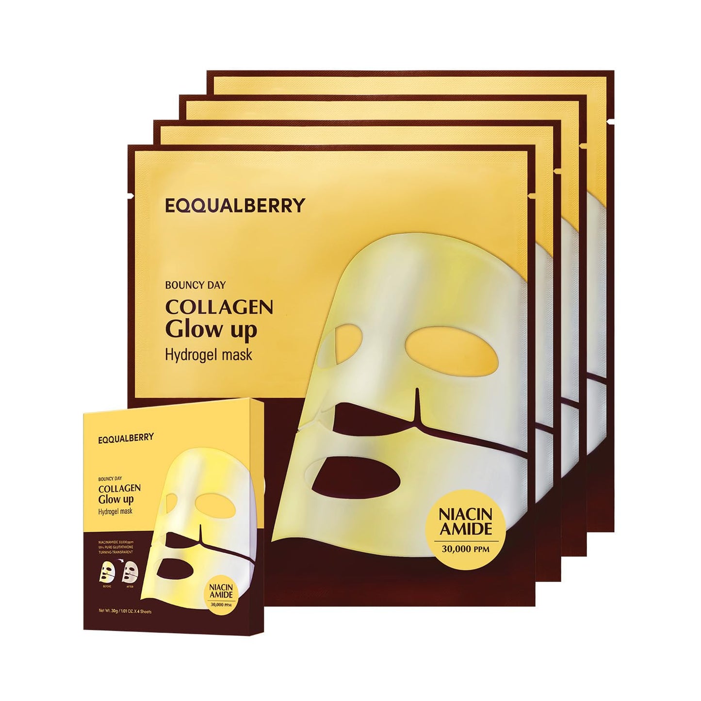EQQUALBERRY - Collagen Glow up Hydrogel Mask Set