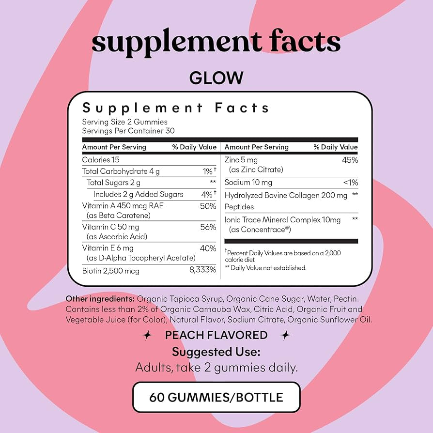 Lemme Glow Collagen Gummies for Thick Hair, Strong Nails & Healthy Skin