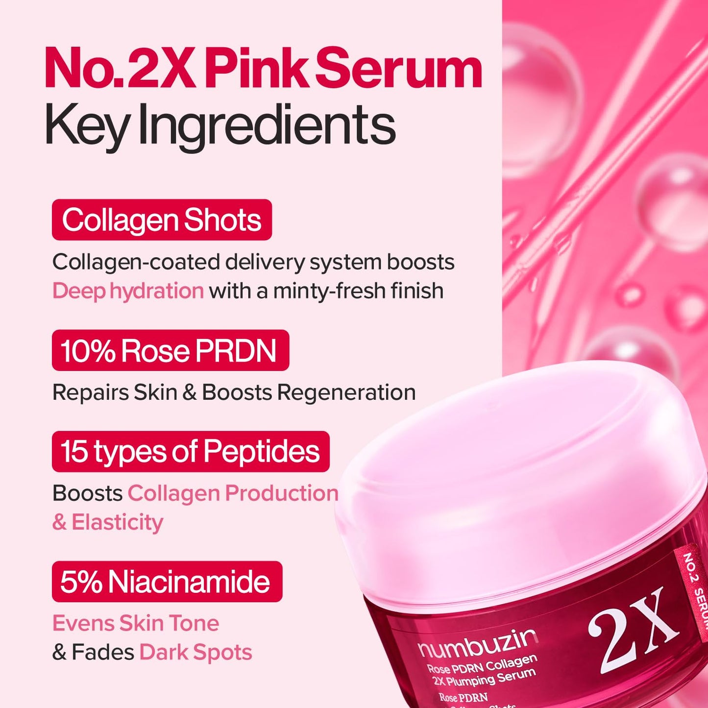 numbuzin No.2 Rose PDRN Collagen 2X Plumping Serum