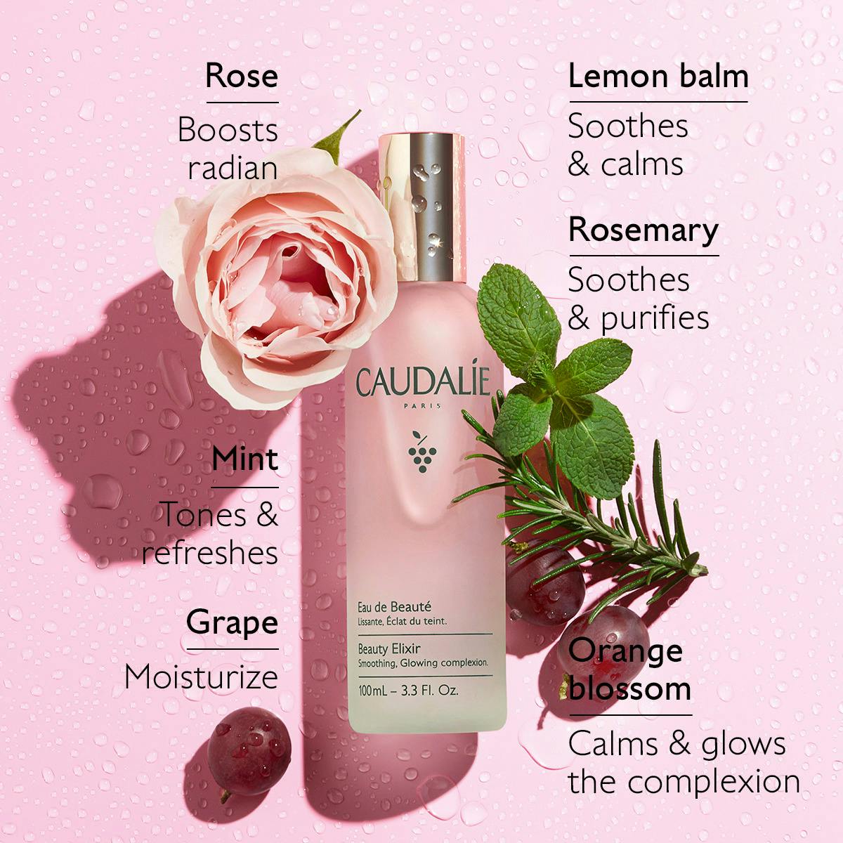 Caudalie Beauty Elixir Prep, Set Makeup, Glow Face Mist