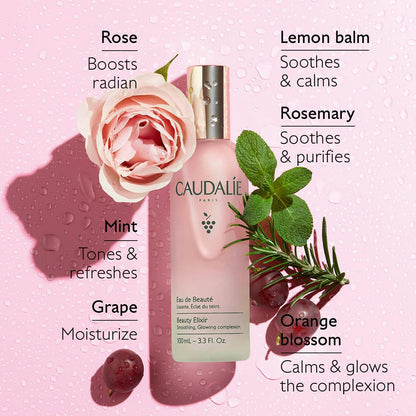 Caudalie Beauty Elixir Prep, Set Makeup, Glow Face Mist