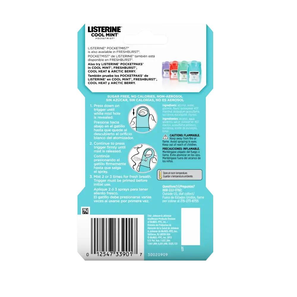 Listerine Pocketmist Cool Mint Oral Care Mist