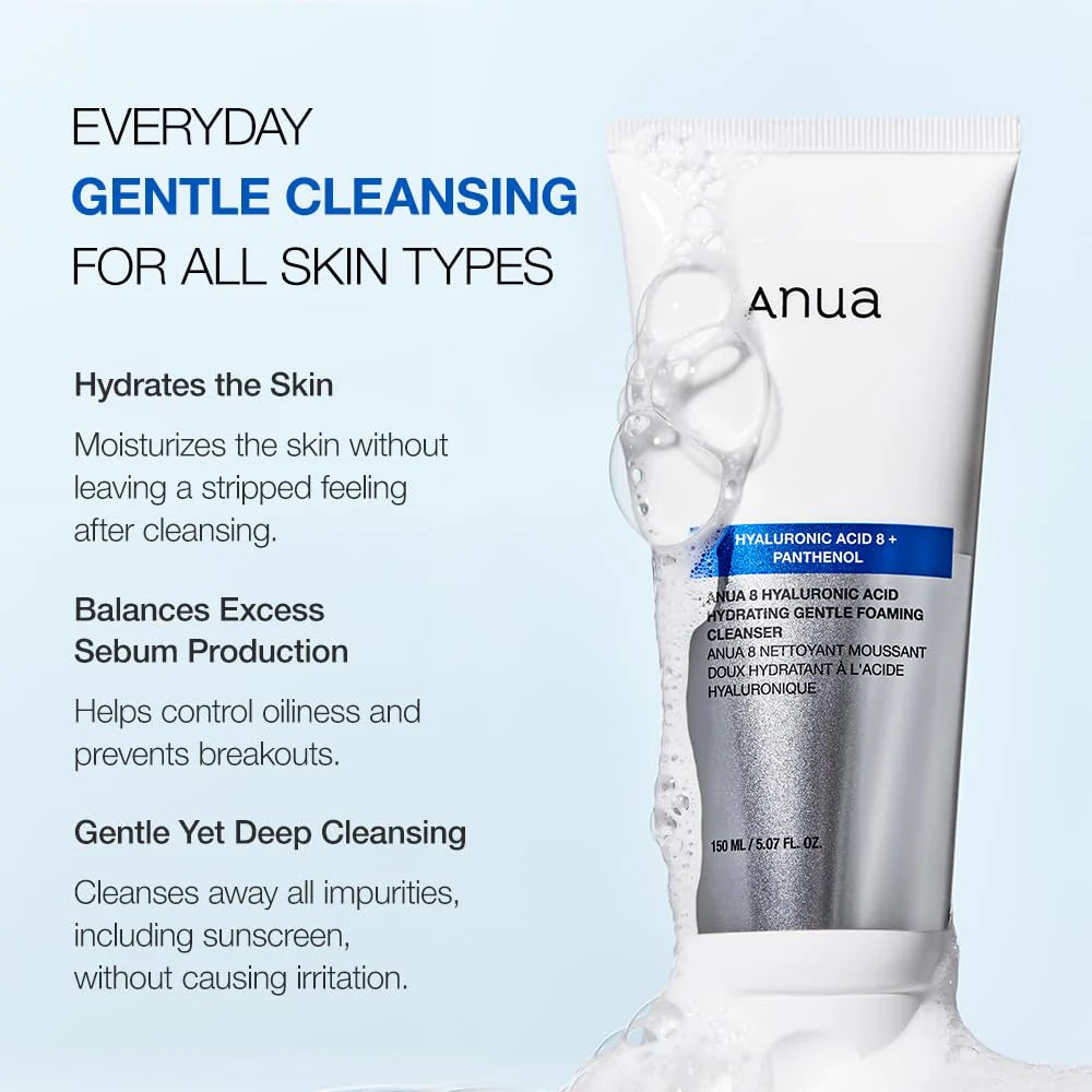 Anua 8 Hyaluronic Acid Hydrating Gentle Foaming Cleanser