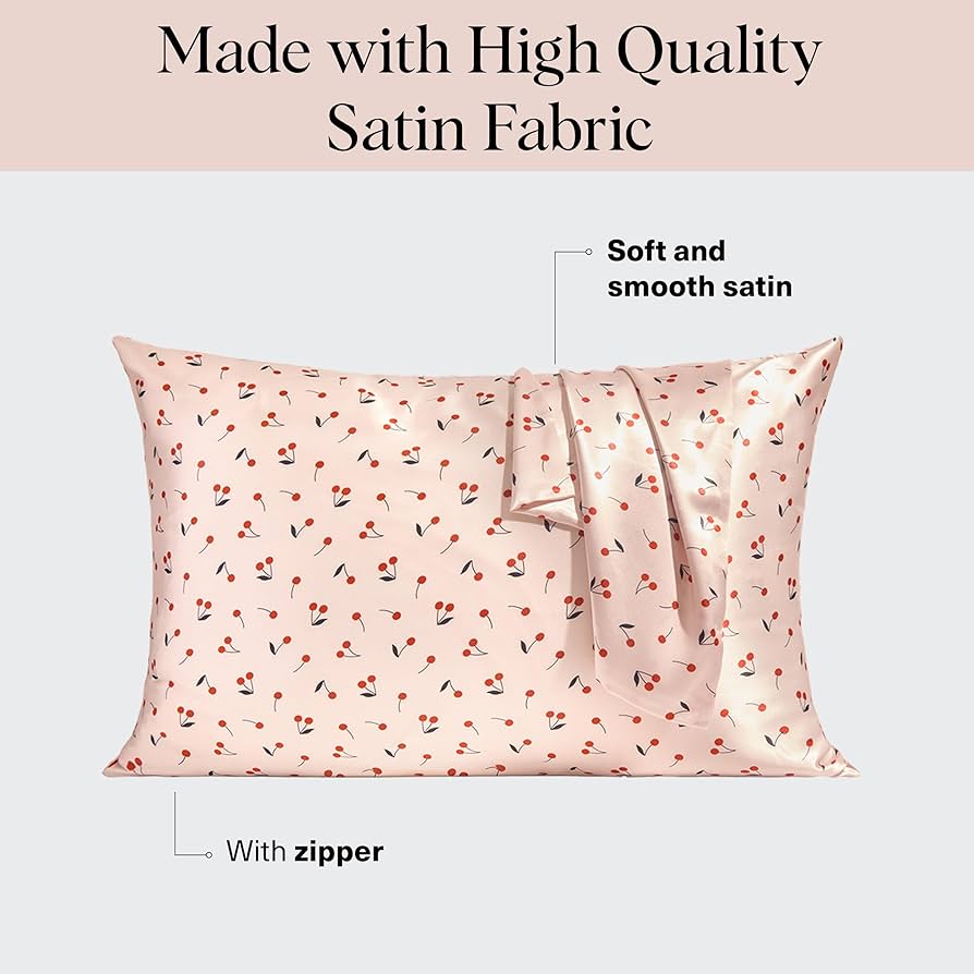 Kitsch Satin Pillowcase in Cherry Print
