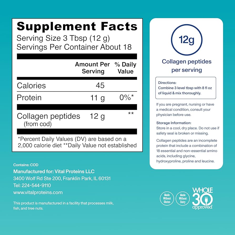 Vital Proteins Marine Collagen Peptides Powder Supplement