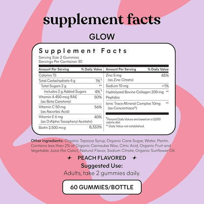 Lemme Glow Collagen Gummies for Thick Hair, Strong Nails & Healthy Skin