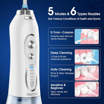 H2ofloss Water Flosser Professional Cordless Dental Oral Irrigator