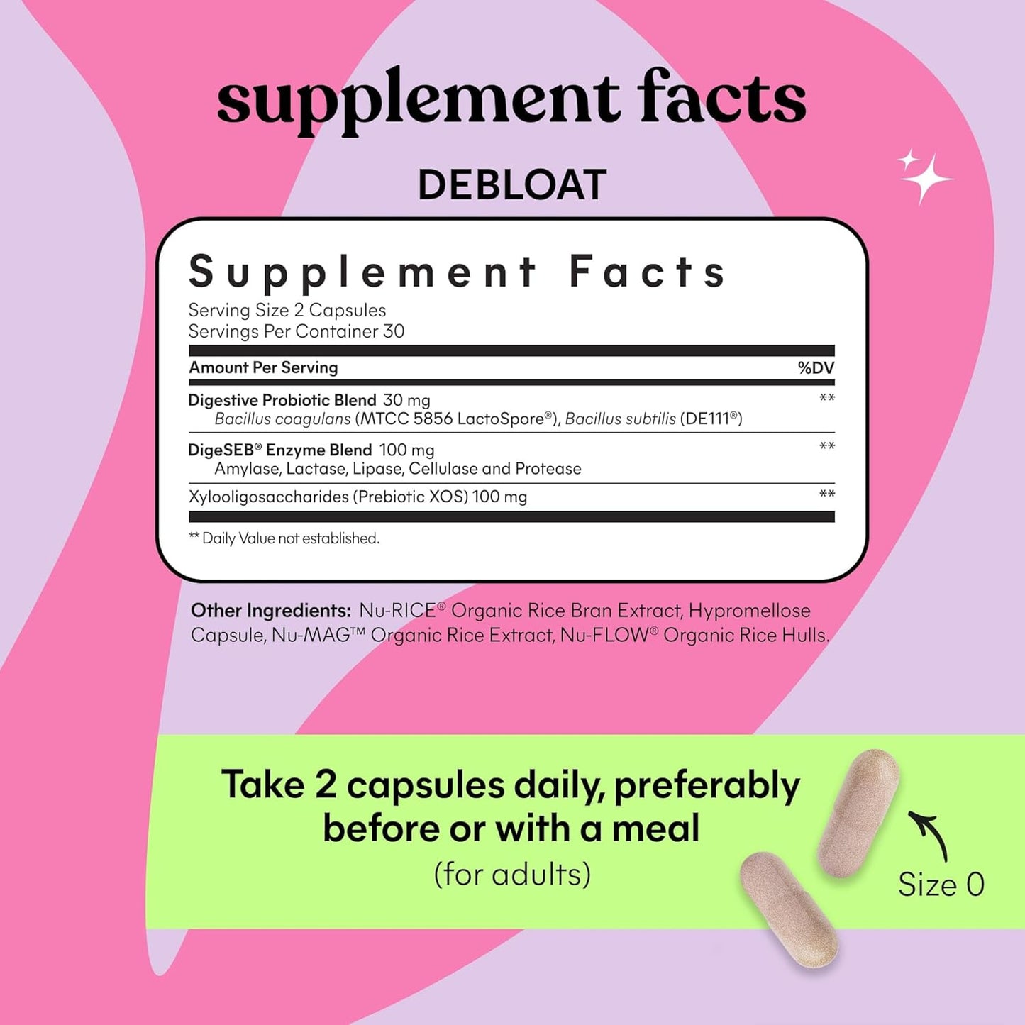 Lemme Debloat Prebiotic, Probiotic & Digestive Enzyme Capsules