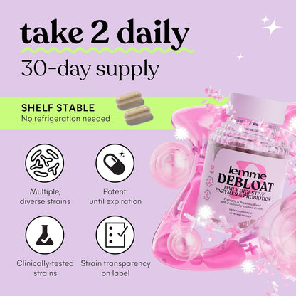 Lemme Debloat Prebiotic, Probiotic & Digestive Enzyme Capsules