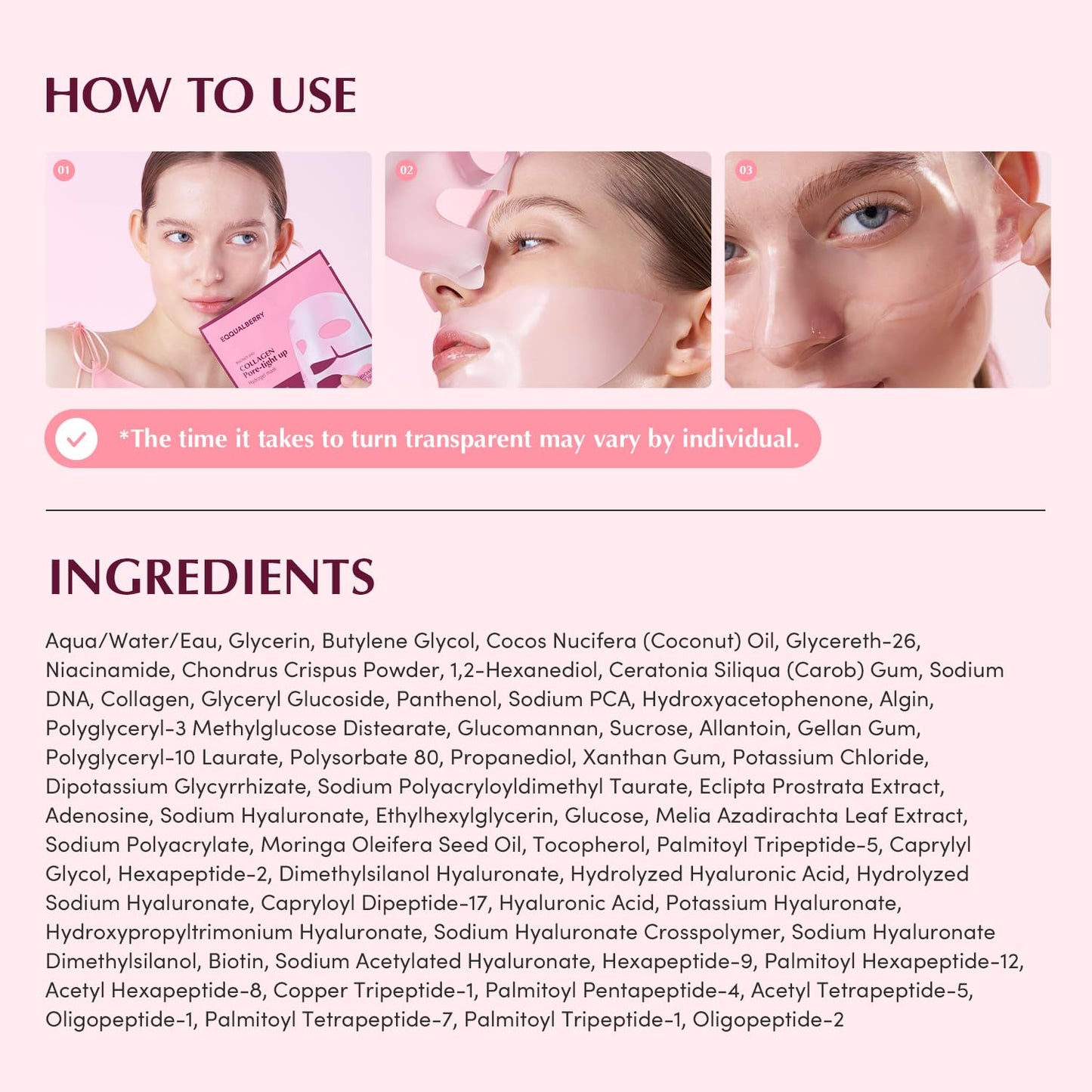 EQQUALBERRY - Collagen Pore-tight up Hydrogel Mask Set
