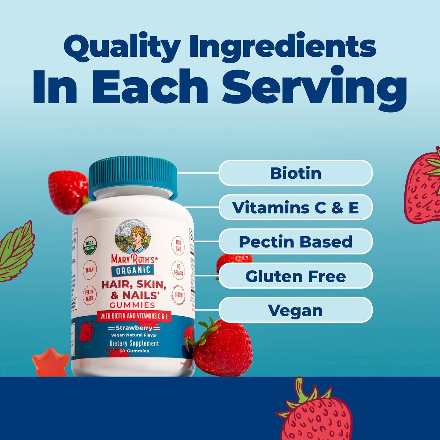 Mary Ruth's Organic Hair, Skin, & Nails Gummies