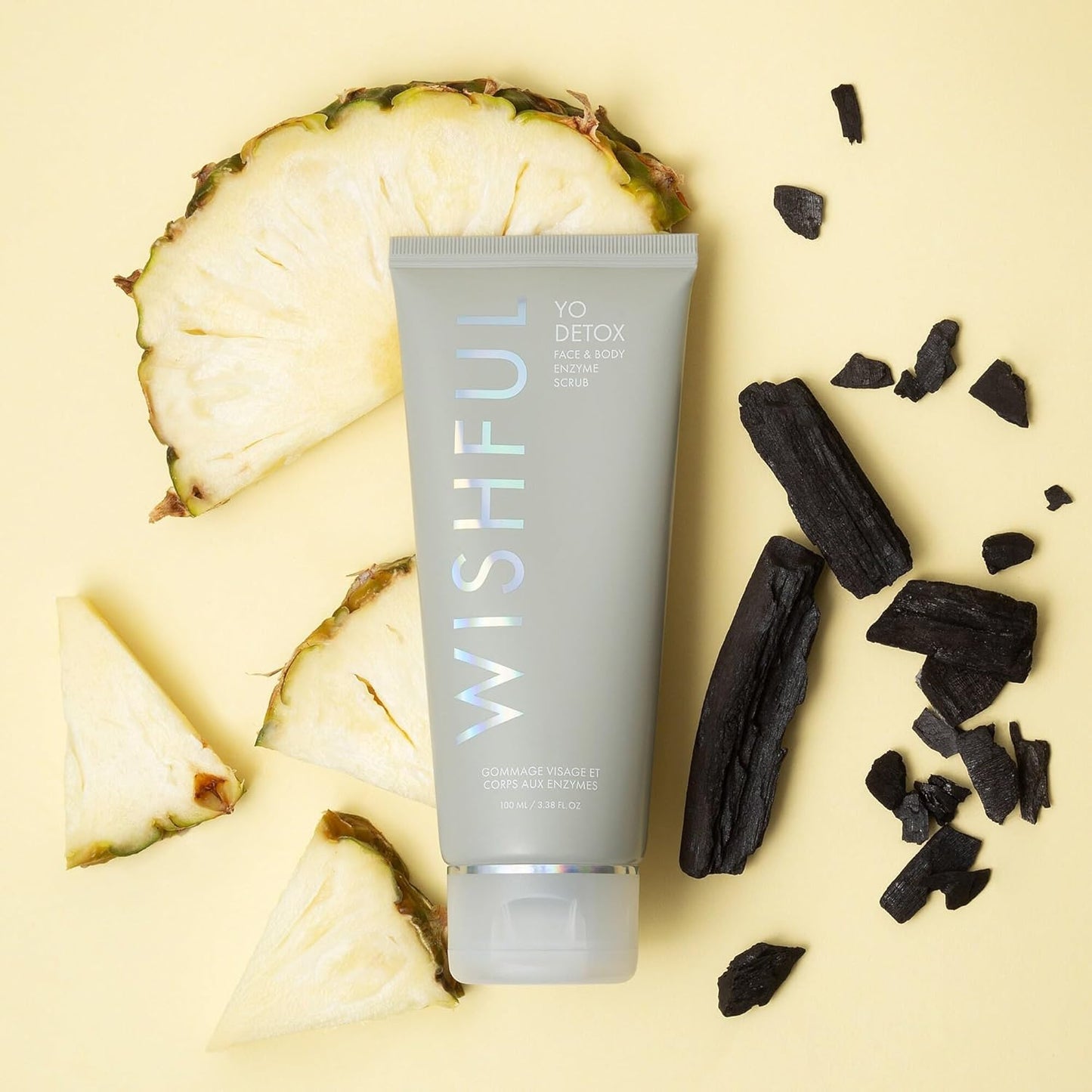 Huda Beauty Wishful Yo Detox Charcoal Face & Body Enzyme Scrub