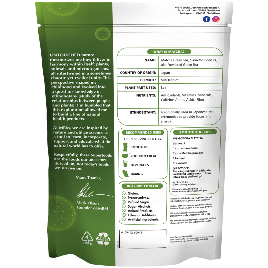 MRM Super Foods Matcha Green Tea Powder