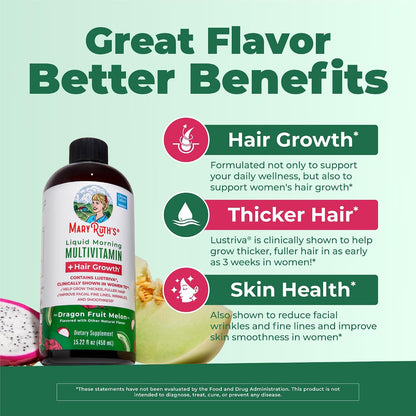 Mary Ruth’s Organics Liquid Multivitamin + Hair Growth (Dragon Fruit Melon)