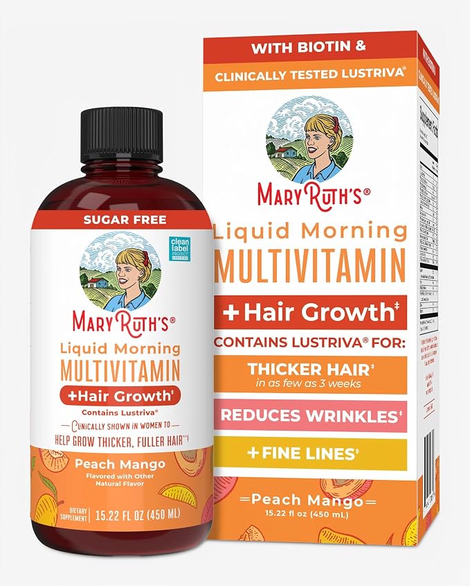 Mary Ruth’s Organics Liquid Multivitamin + Hair Growth (Peach Mango)