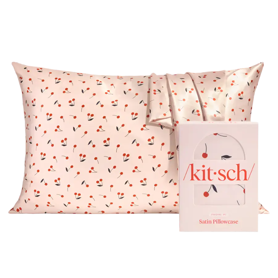 Kitsch Satin Pillowcase in Cherry Print
