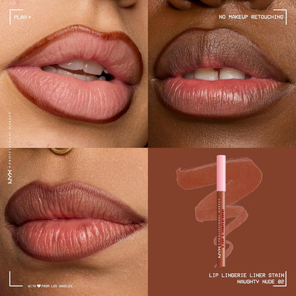 NYX PROFESSIONAL MAKEUP Lip Lingerie Liner Stain, Seamless Make Up with All-Day Color, Waterproof Lip Stain Finish