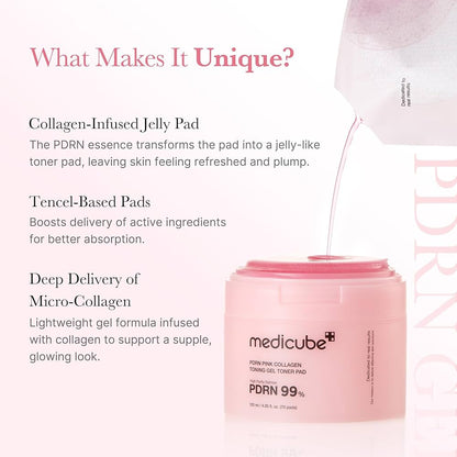 medicube PDRN Pink Collagen Toning Gel Toner Pad