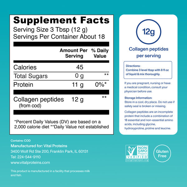 Vital Proteins Marine Collagen Peptides Powder Supplement