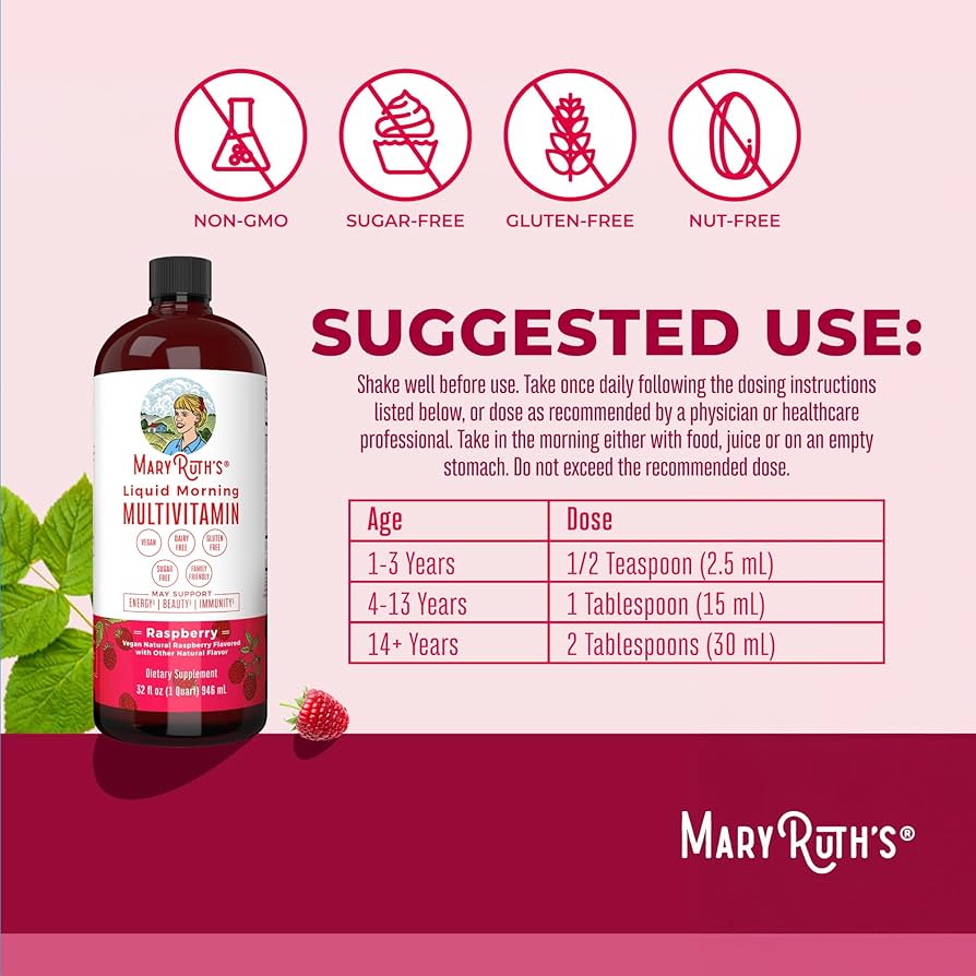 Mary Ruth’s Organics Liquid Morning Multivitamin for Women, Men & Kids